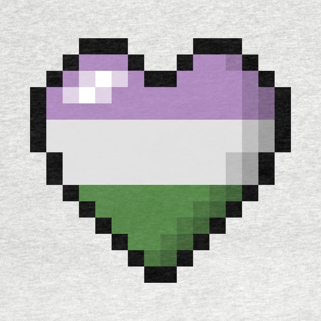 Large Pixel Heart Design in Genderqueer Pride Flag Colors by LiveLoudGraphics